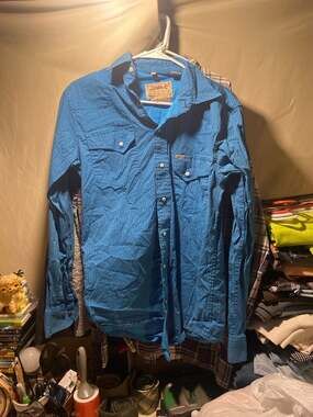 Rafter C Men's Blue Geometric Pro Flex 45 Performance Western Pearl Snap Shirt